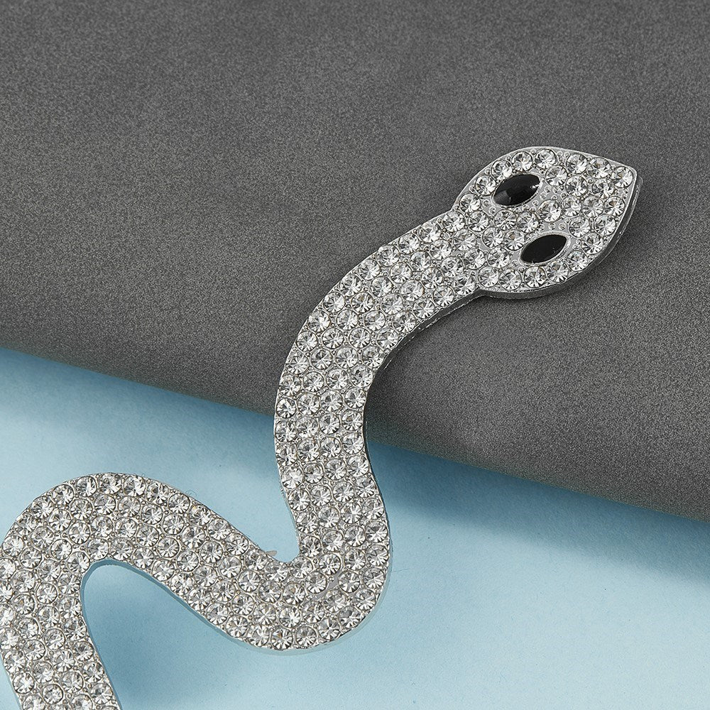 3D Snake Sticker with Rhinestones for Phone - Silver