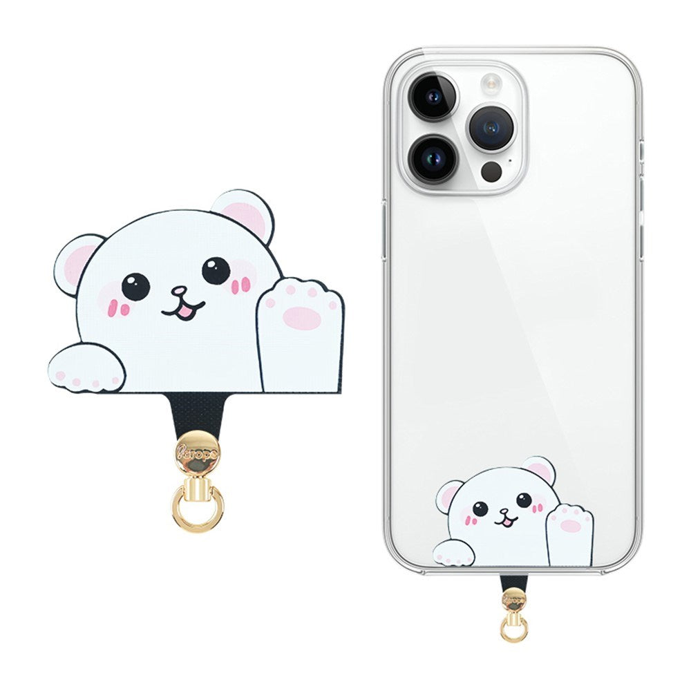Insert Plate for Mobile Strap - Cartoon Design - White Bear