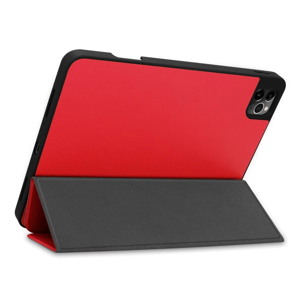 iPad Air (2022 / 2020) / Pro (2020 / 2018) Tri-Fold Leather Case w. Apple Pencil Holder Red