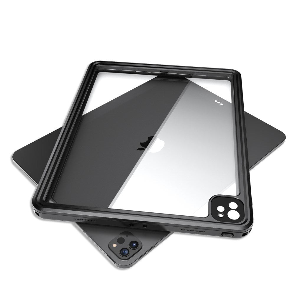 iPad Pro 12.9" (2022 / 2021 / 2020 / 2018) Waterproof Case with Built-in Screen Protector - Transparent / Black