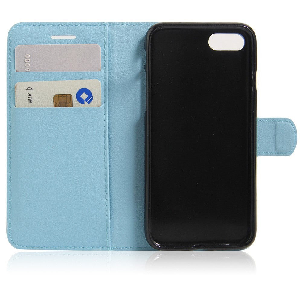 iPhone SE (2022 / 2020) / 8 / 7 Phone Wallet Case Soft Pouch Leather Light Blue