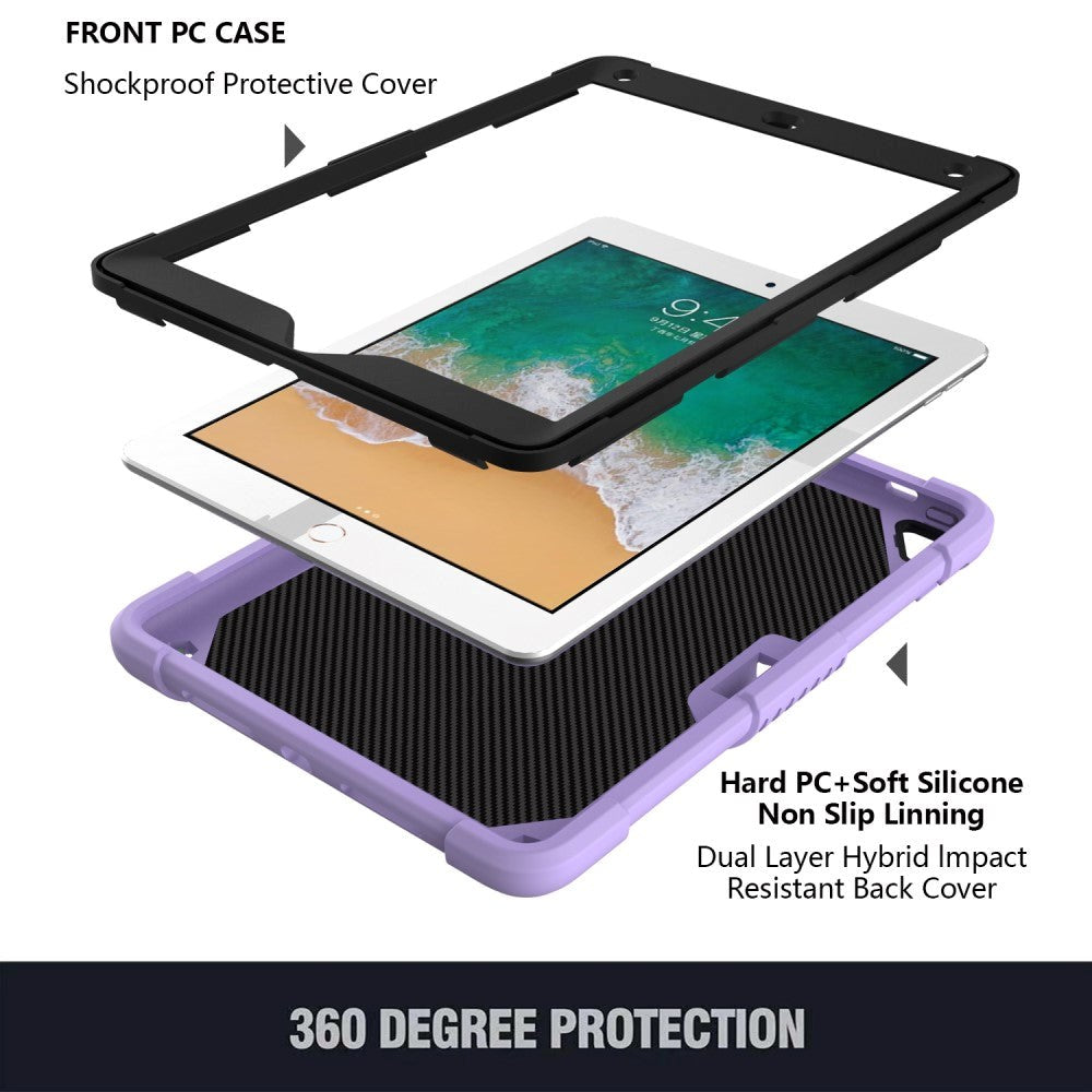 iPad (2018) / iPad (2017) / iPad Air 2 Kids Case - Butterfly Kickstand Case - Purple