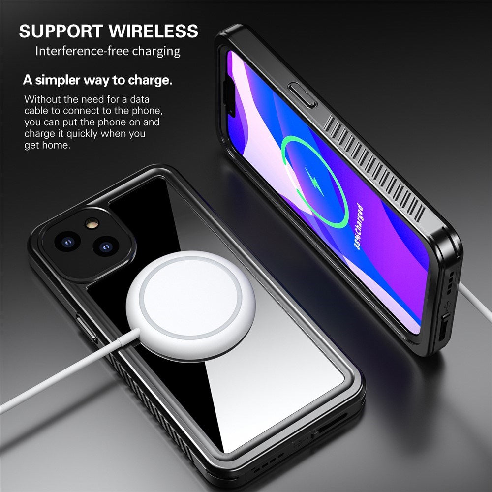 iPhone 13 IP68 Dust & Waterproof Case - Transparent / Black