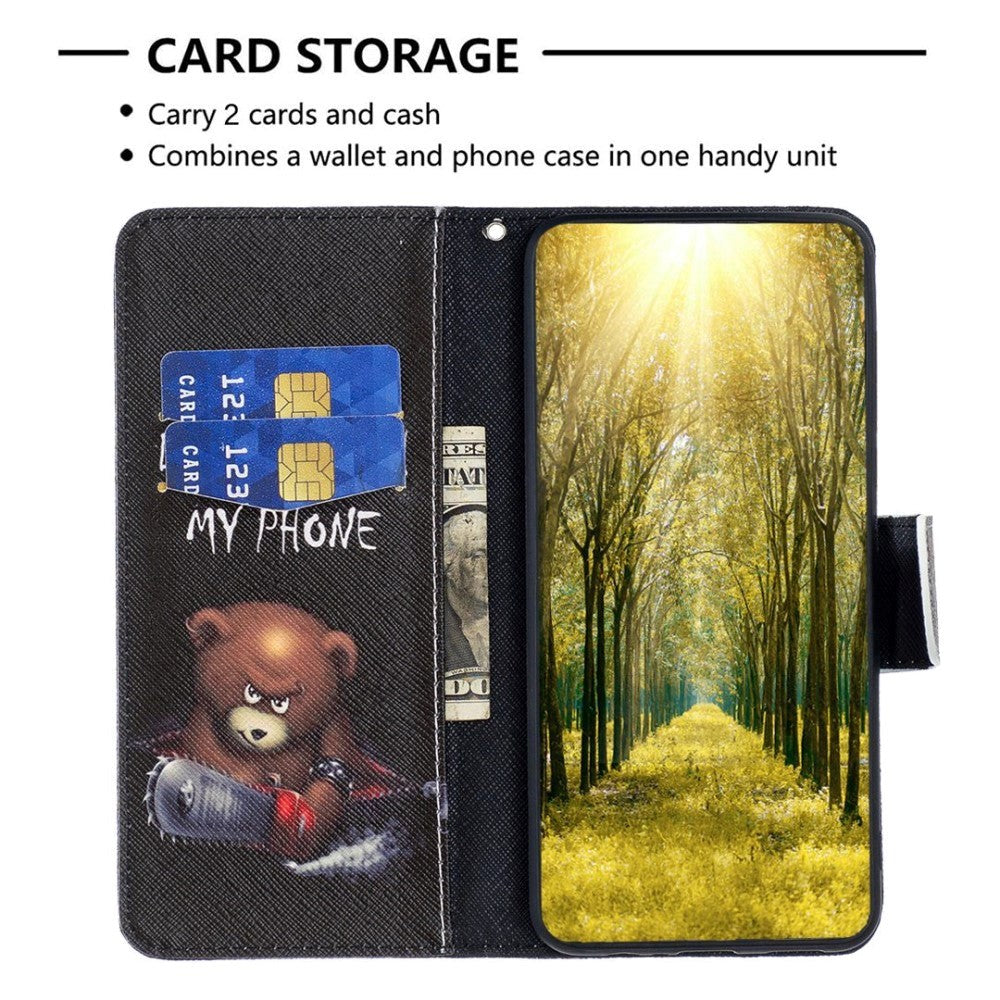 iPhone 14 Plus Leather Wallet Case & Print - "Don't Touch My Phone Bear"