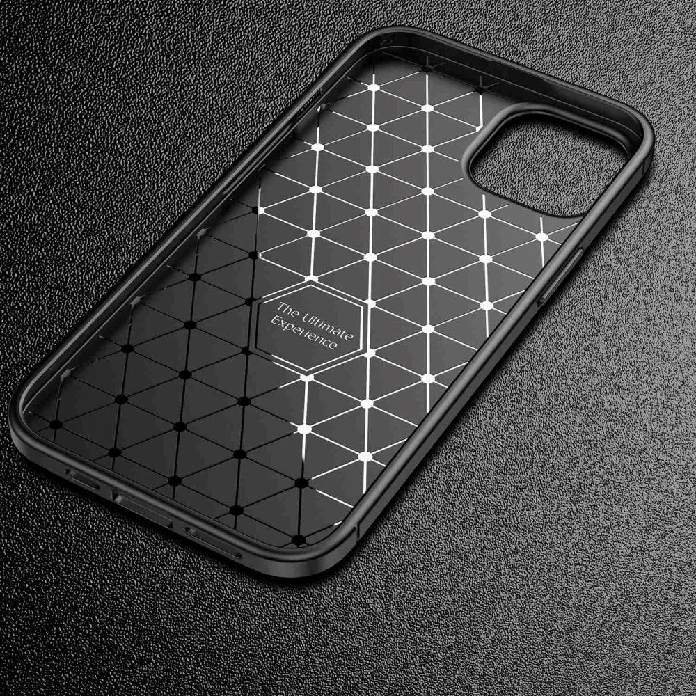 iPhone 14 Plus Carbon Fiber Flexible Plastic Case - Black