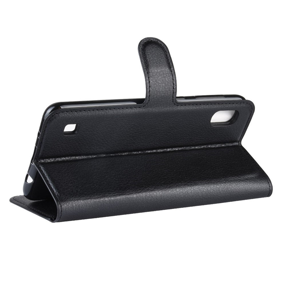 EIDERWOOD Samsung Galaxy A10 PU Litchi Faux Leather Wallet Case - Black