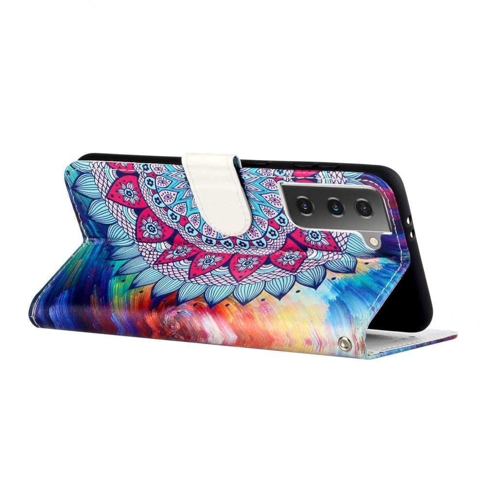 Samsung Galaxy S21+ (Plus) Leather Wallet Case - Mandala Flower