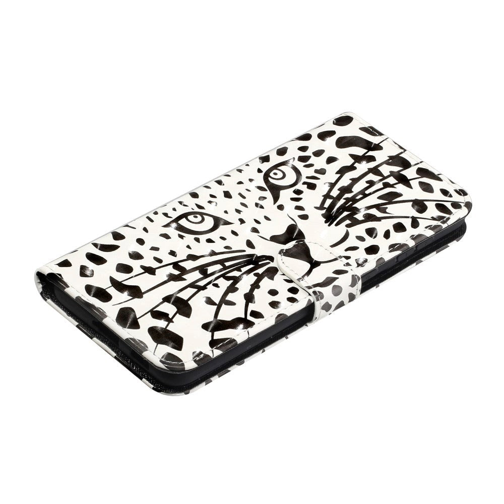 Samsung Galaxy S21+ (Plus) Shiny Leather Wallet Case - White Tiger