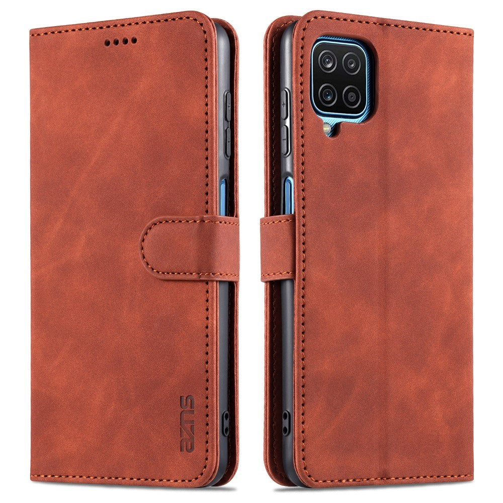 EIDERWOOD Samsung Galaxy A12 Faux Leather Flip Case with Cardholder & Stand Function - Brown