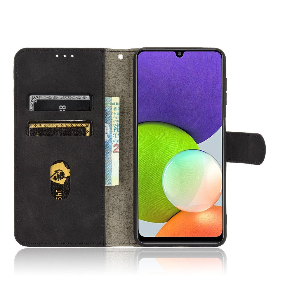EIDERWOOD Samsung Galaxy A22 (4G) Faux Leather Flip Case with Cardholder & Stand Function - Black