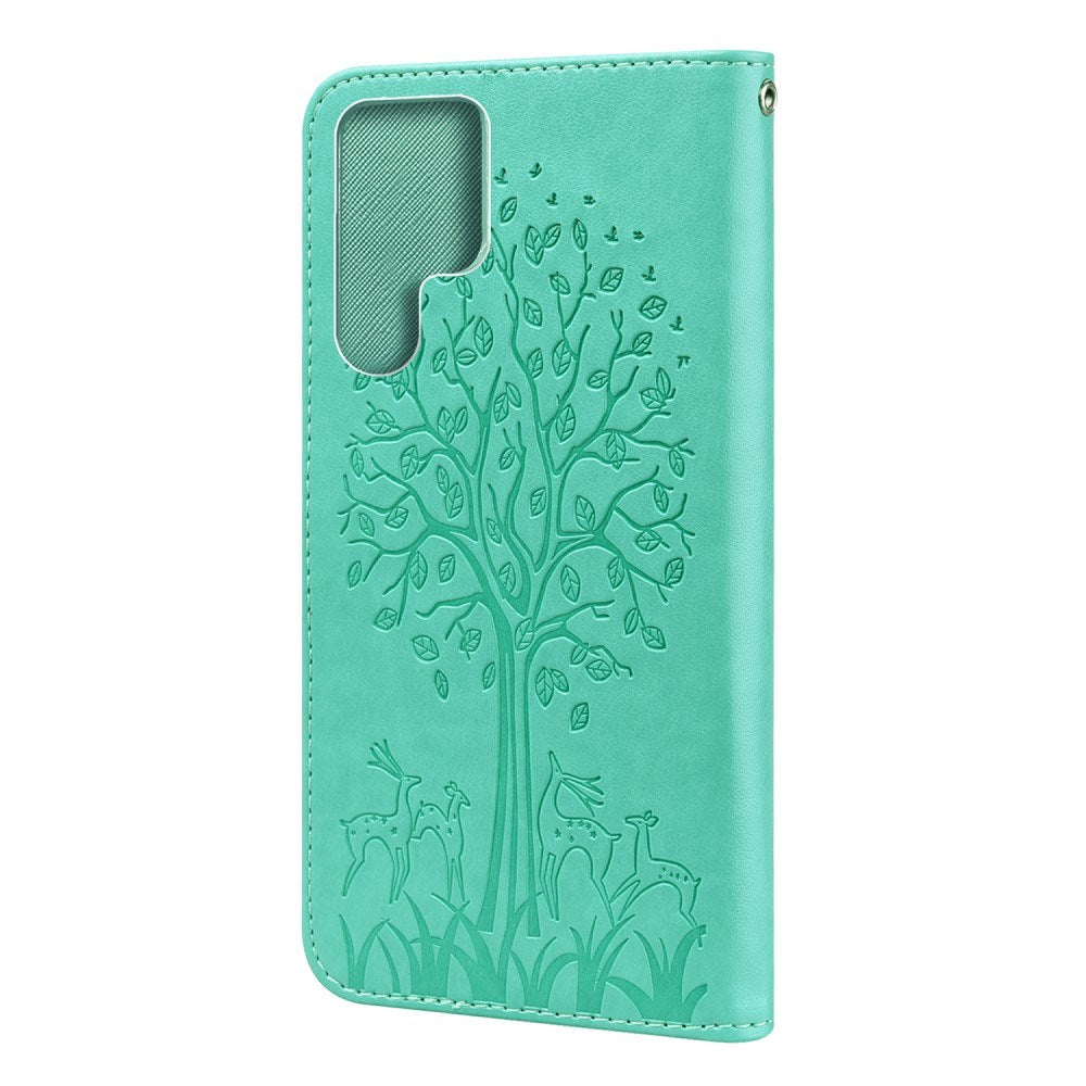 EIDERWOOD Samsung Galaxy S22 Ultra (5G) Vegan Leather Case with Card Holder and Print - Green