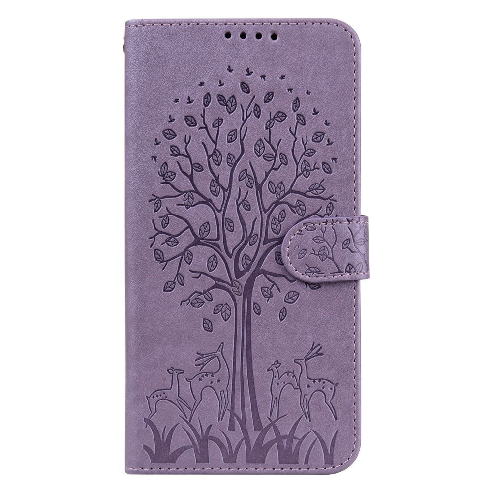 EIDERWOOD Samsung Galaxy S22 Ultra (5G) Vegan Leather Case with Card Holder and Print - Purple