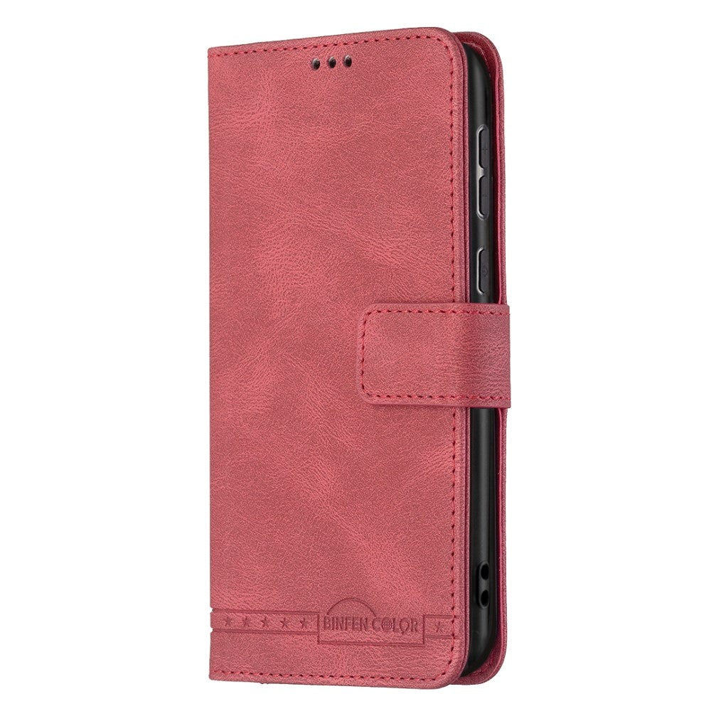 Samsung Galaxy A73 (5G) Binfen Soft Leather Wallet Case - Exterior Magnet Flap - Red