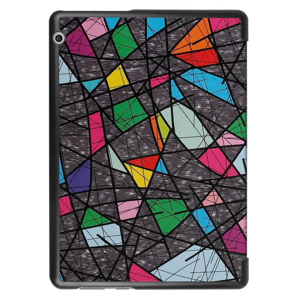 Huawei MediaPad T3 10 9.6" Case - Tri-Fold Leather Case "Crazy Patterns" Grey