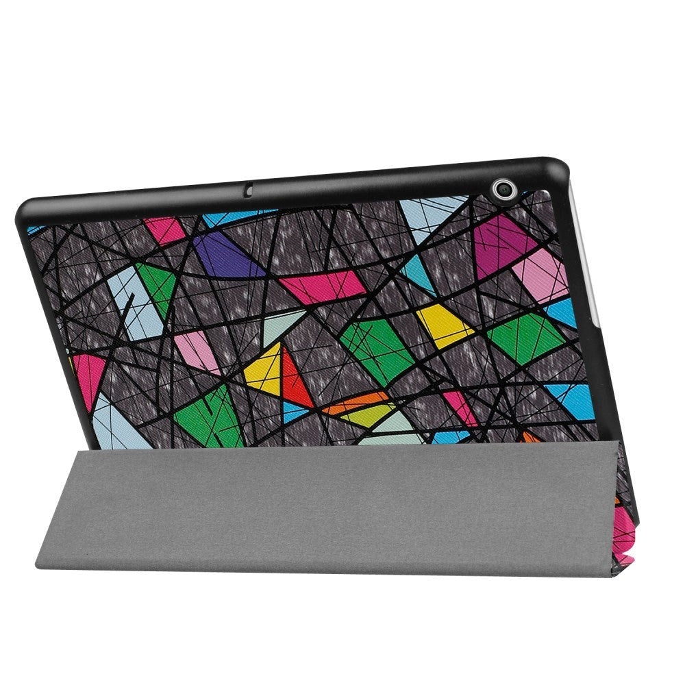 Huawei MediaPad T3 10 9.6" Case - Tri-Fold Leather Case "Crazy Patterns" Grey
