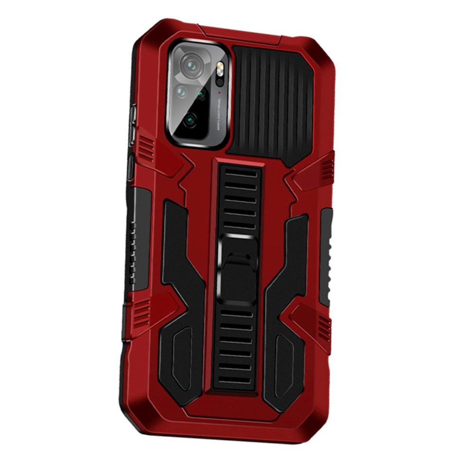 Xiaomi Poco M5S / Redmi Note 10S Tough Case w. Discreet Kickstand - Black / Red