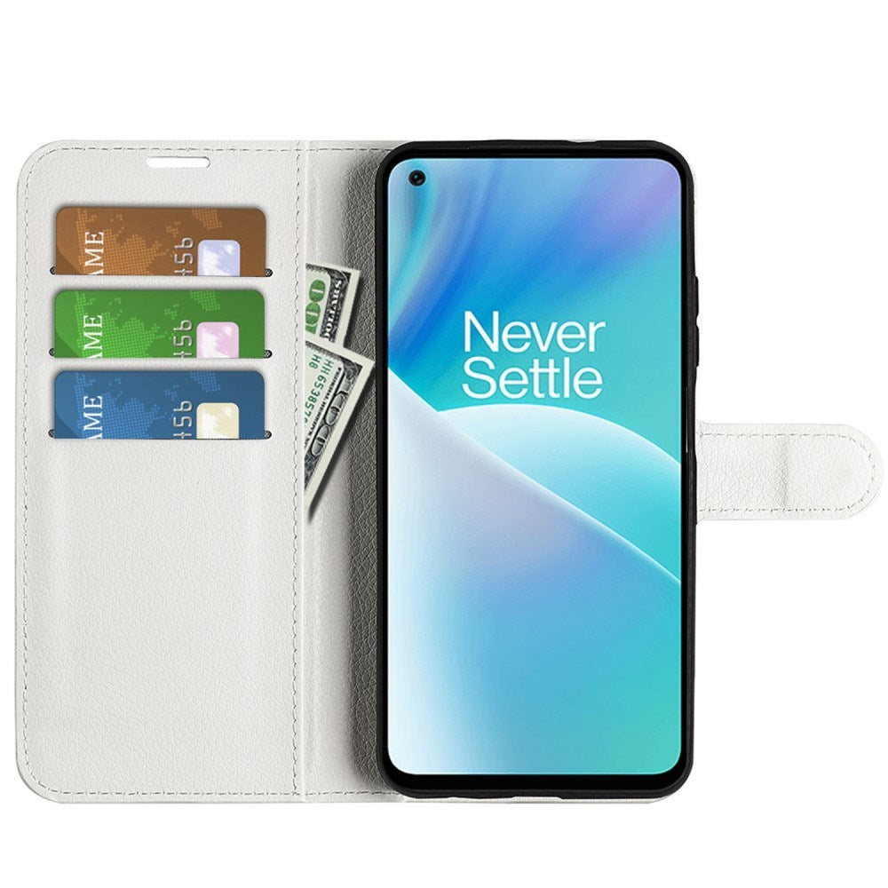 EIDERWOOD OnePlus Nord 2T (5G) Faux Leather Flip Case with Cardholder & Stand Function - White