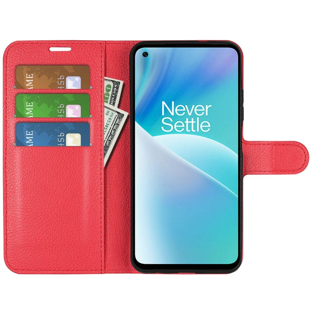 EIDERWOOD OnePlus Nord 2T (5G) Faux Leather Flip Case with Cardholder & Stand Function - Red
