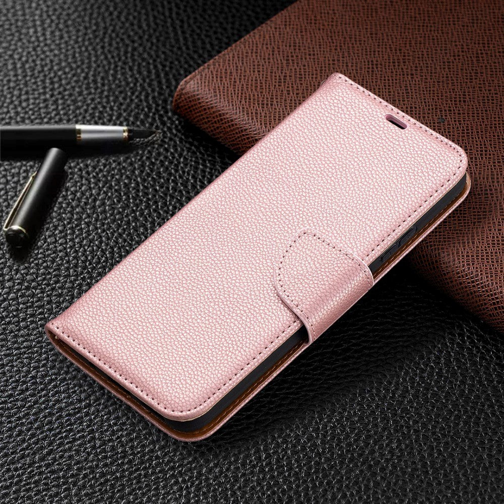 Nokia 3.4 Leather Flip Case w. Litchi Texture - Rose Gold