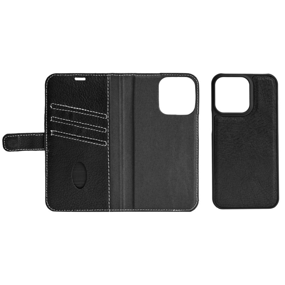 iPhone 13 Pro Max Essentials 2-in-1 Leather Flip Case - Black