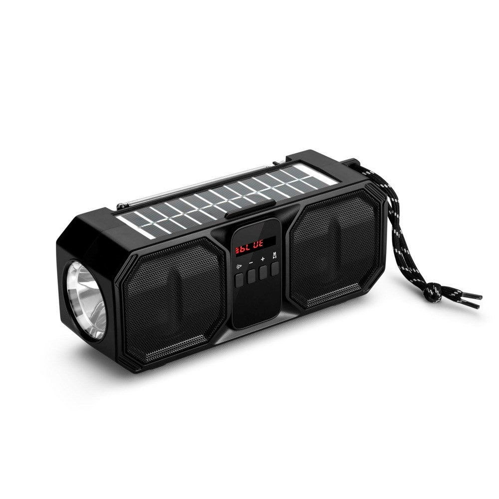 Denver Wireless Bluetooth Speaker with FM Radio & Flashlight - Solar Powered - Black