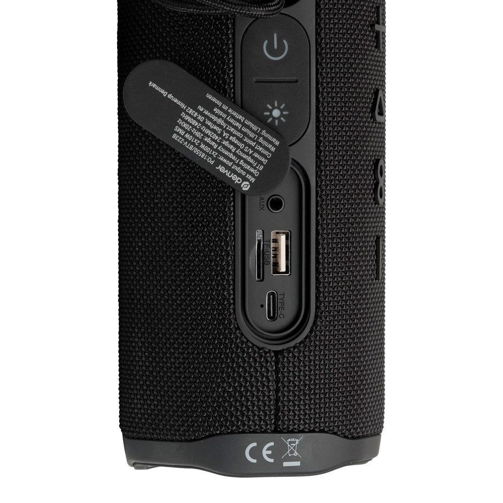 Denver IPX5 Water Resistant Wireless Bluetooth Speaker with Built-in Light - Blue