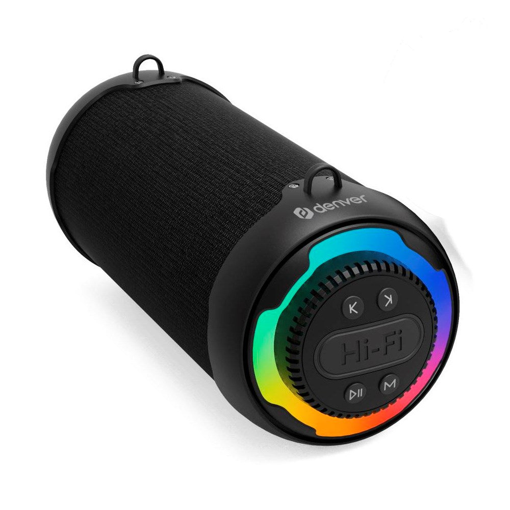 Denver Portable Wireless Bluetooth Speaker with Light & Shoulder Strap - Black