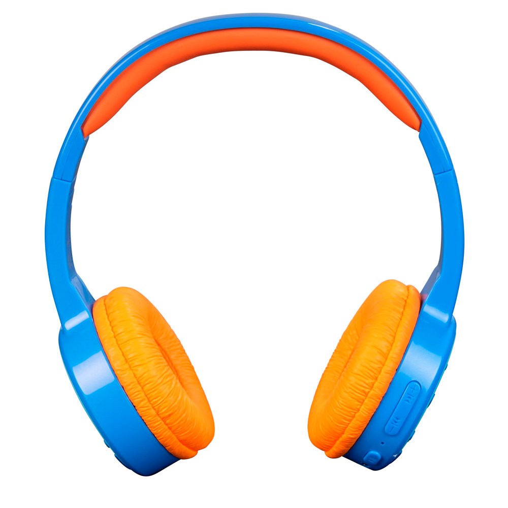 Denver Wireless On-Ear Headphones for Kids - Sound Limiting - Blue / Orange