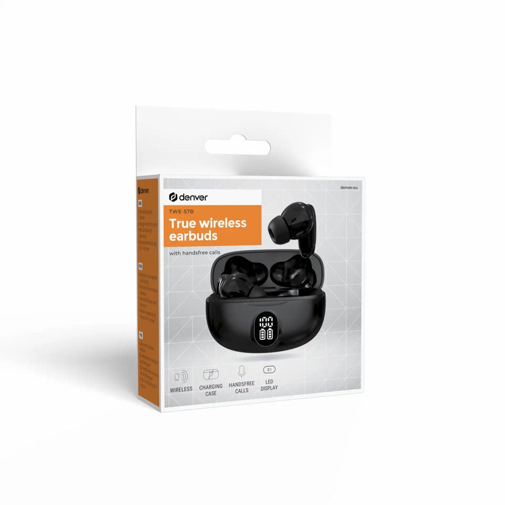 Denver TWE-57B True Wireless Bluetooth In-Ear Headphones - Black
