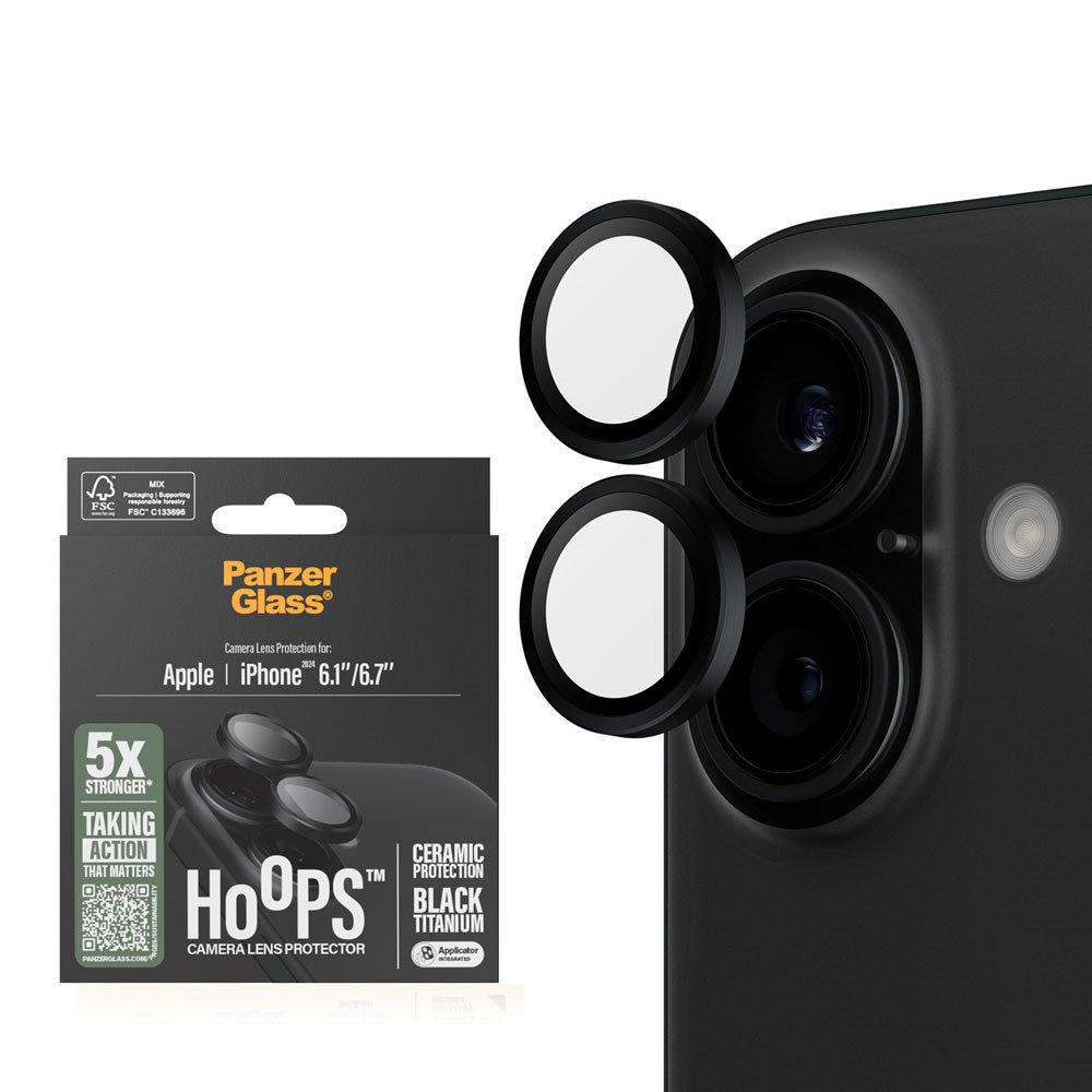 iPhone 16 / 16 Plus PanzerGlass Ceramic Hoops - Camera Protection - Transparent
