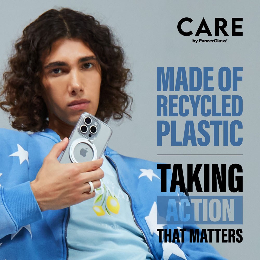 CARE by PanzerGlass iPhone 16 Pro Max Feature Kickstand Case - MagSafe Compatible - Transparent / Silver