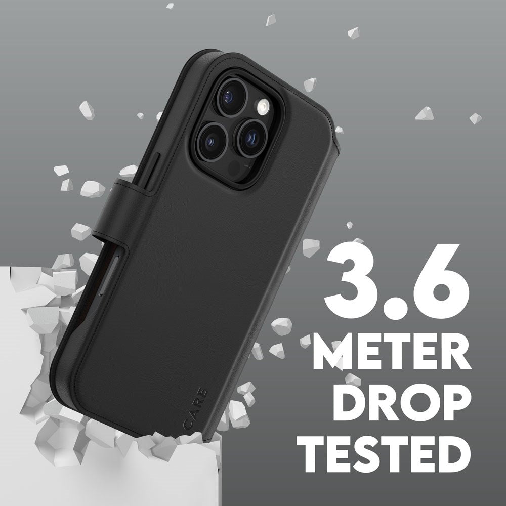 CARE by PanzerGlass iPhone 16 Pro Feature Tango 2-in-1 Flip Case with Wallet - Black