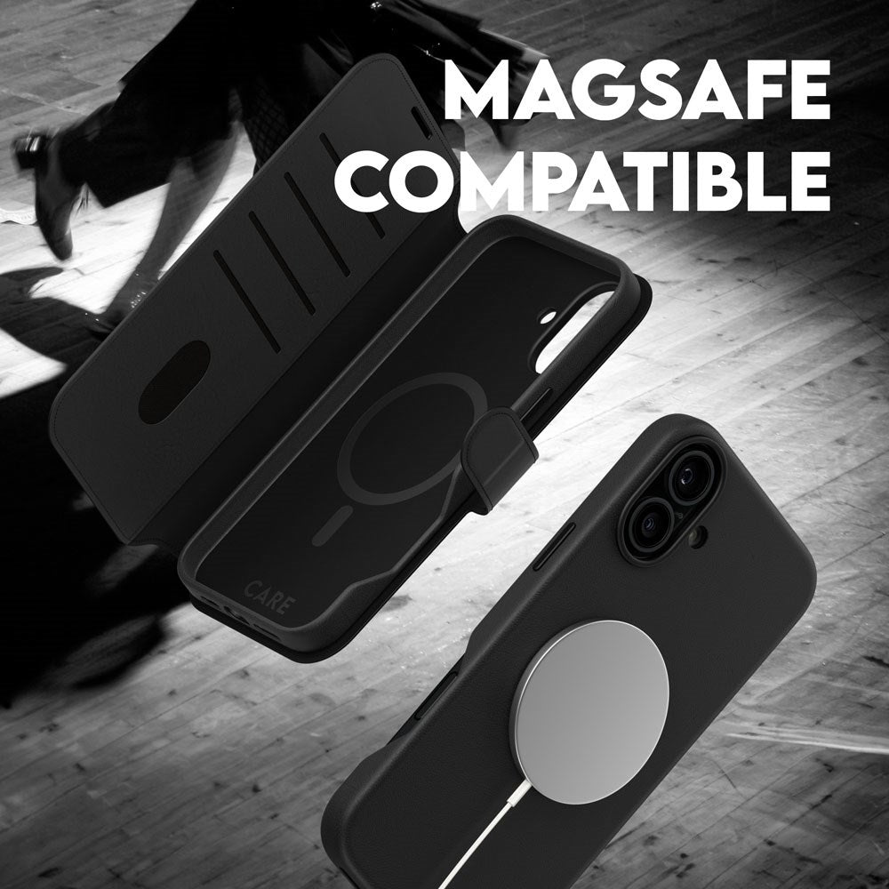 CARE by PanzerGlass iPhone 16 Plus Feature Tango 2-in-1 Flip Case with Wallet - Black