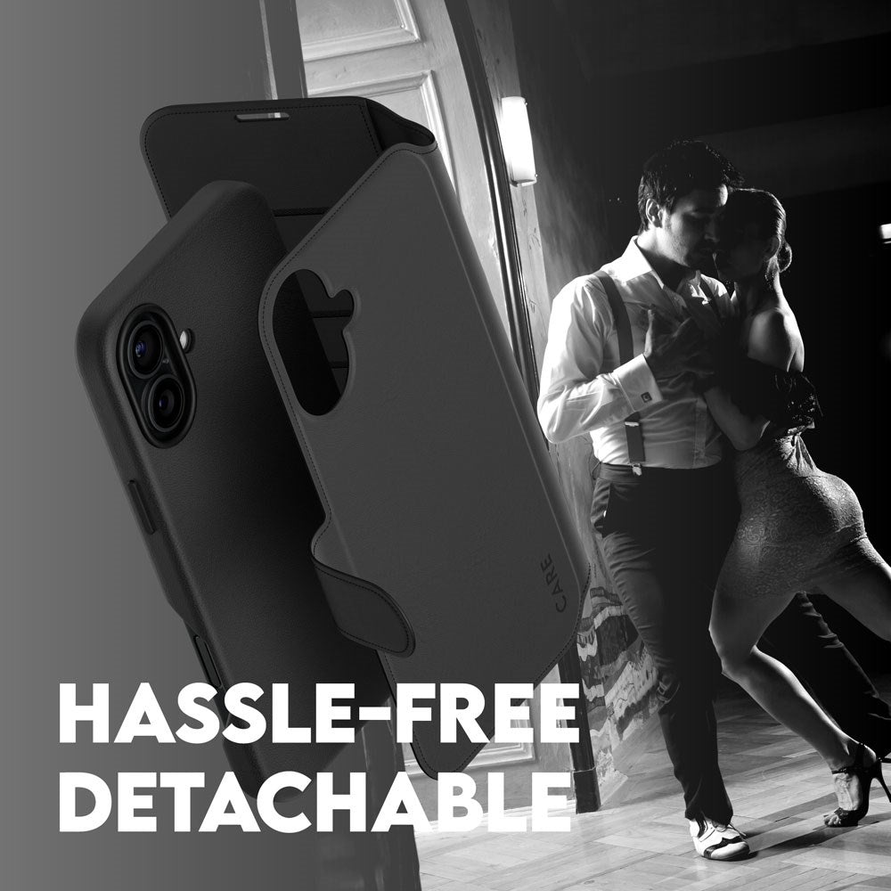 CARE by PanzerGlass iPhone 16 Plus Feature Tango 2-in-1 Flip Case with Wallet - Black