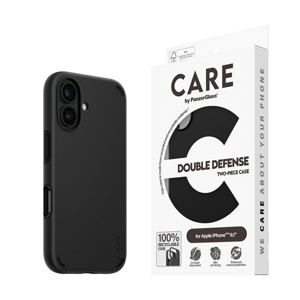 CARE by PanzerGlass iPhone 16 Feature Double Defence Case - Black