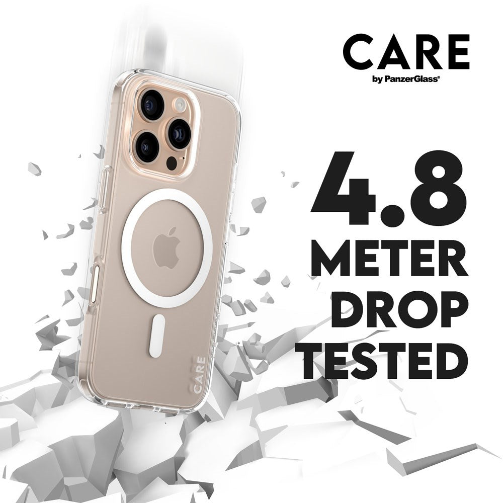 CARE by PanzerGlass iPhone 16 Pro FLAGSHIP Urban Combat Case - MagSafe Compatible - Transparent / White