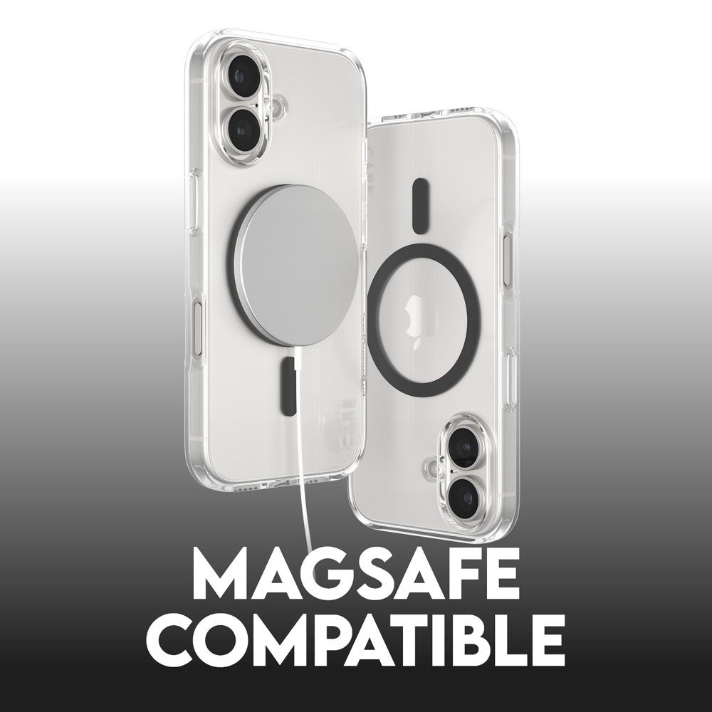 CARE by PanzerGlass iPhone 16 FLAGSHIP Urban Combat Case - MagSafe Compatible - Transparent / Black
