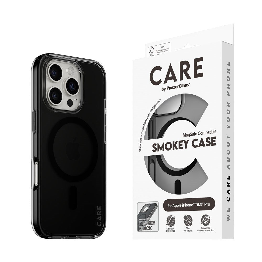 CARE by PanzerGlass iPhone 16 Pro FLAGSHIP Urban Combat Case - MagSafe Compatible - Smokey / Black