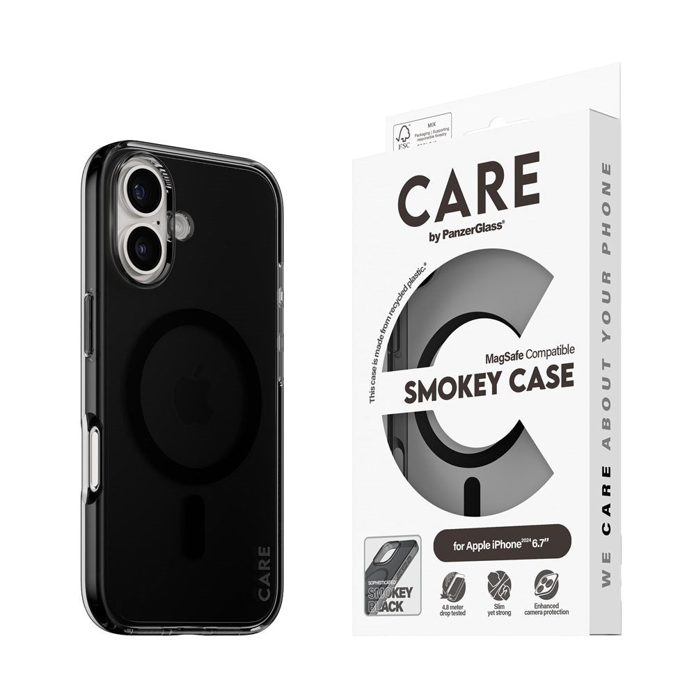 CARE by PanzerGlass iPhone 16 Plus FLAGSHIP Urban Combat Case - MagSafe Compatible - Smokey / Black