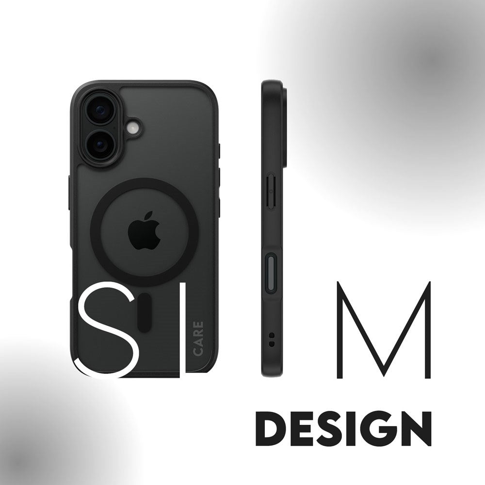 CARE by PanzerGlass iPhone 16 FLAGSHIP Urban Combat Case - MagSafe Compatible - Transparent / Black Frame