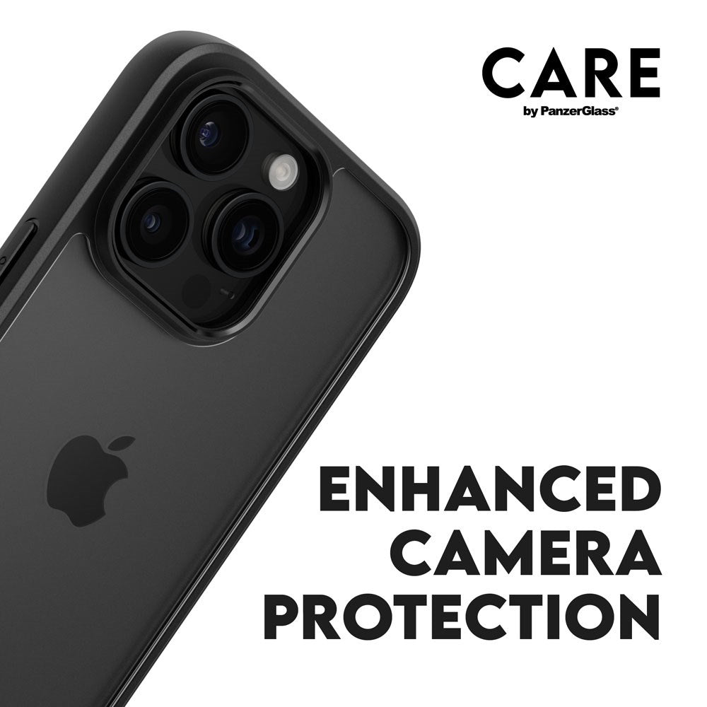CARE by PanzerGlass iPhone 16 Pro FLAGSHIP Urban Combat Case - Transparent / Black Frame
