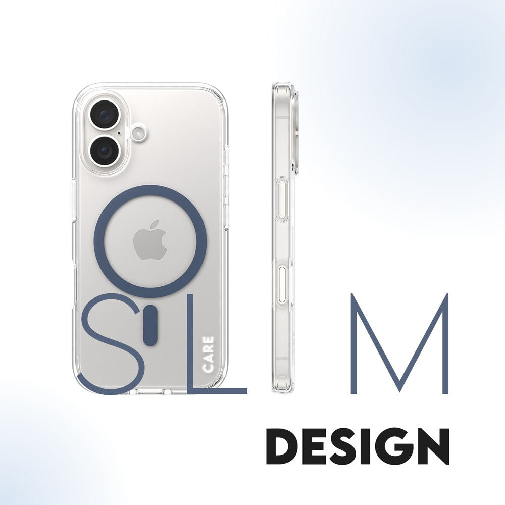 CARE by PanzerGlass iPhone 16 FLAGSHIP Urban Combat Case - MagSafe Compatible - Transparent / Coronet Blue