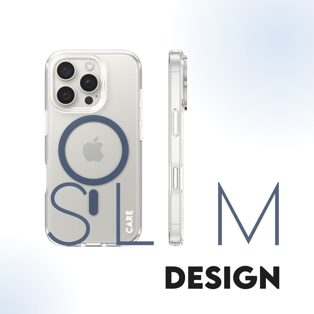 CARE by PanzerGlass iPhone 16 Pro FLAGSHIP Urban Combat Case - MagSafe Compatible - Transparent / Coronet Blue