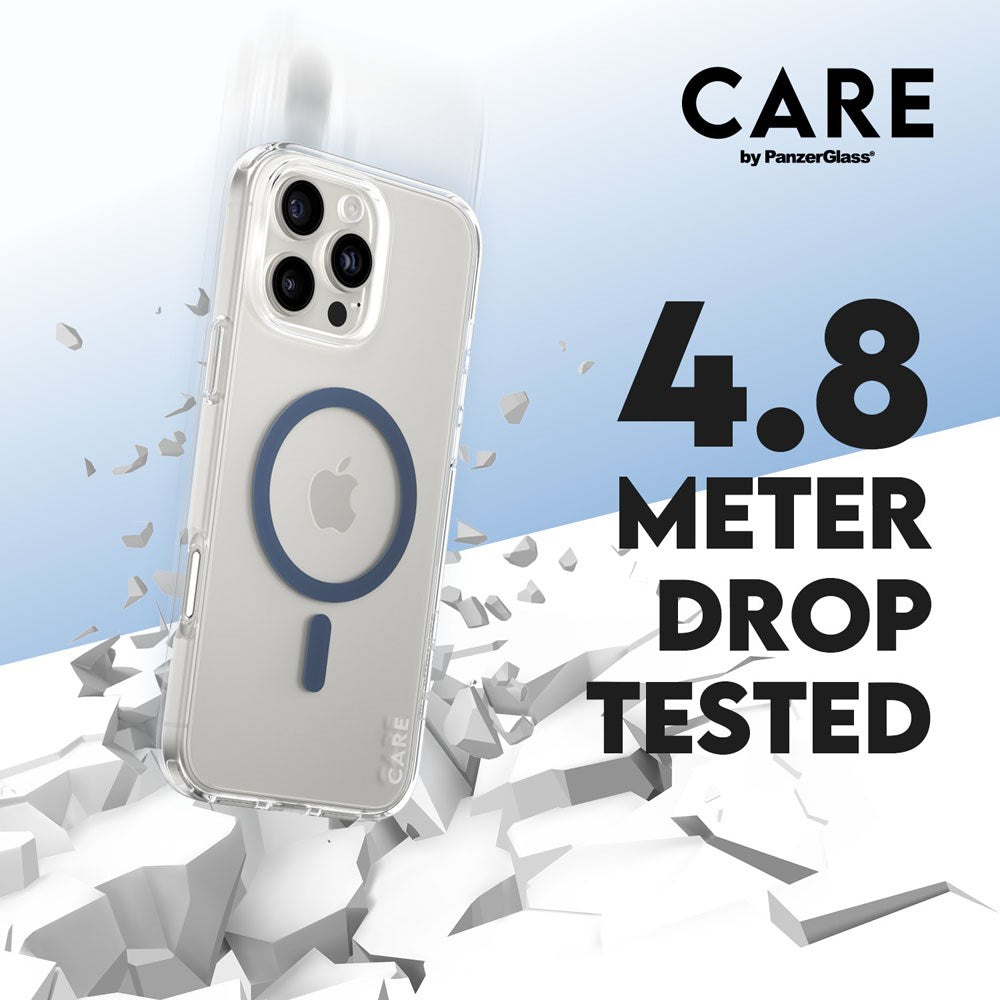 CARE by PanzerGlass iPhone 16 Pro Max FLAGSHIP Urban Combat Case - MagSafe Compatible - Transparent / Coronet Blue