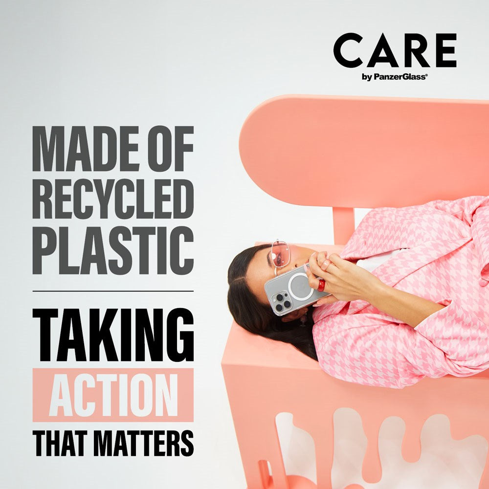 CARE by PanzerGlass iPhone 16 FLAGSHIP Urban Combat Case - MagSafe Compatible - Transparent / Piquant Green