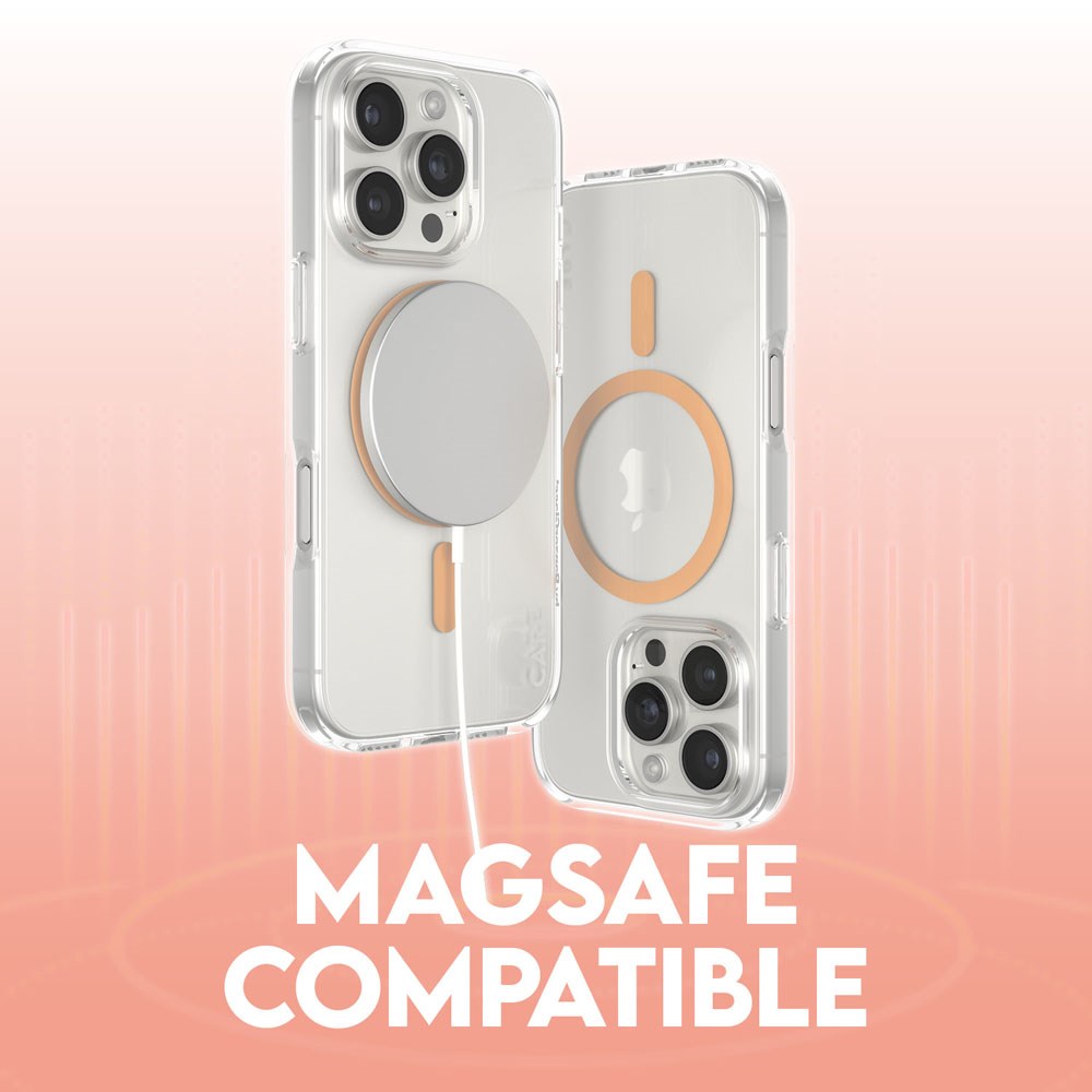 CARE by PanzerGlass iPhone 16 Pro FLAGSHIP Urban Combat Case - MagSafe Compatible - Transparent / Peach Fuzz