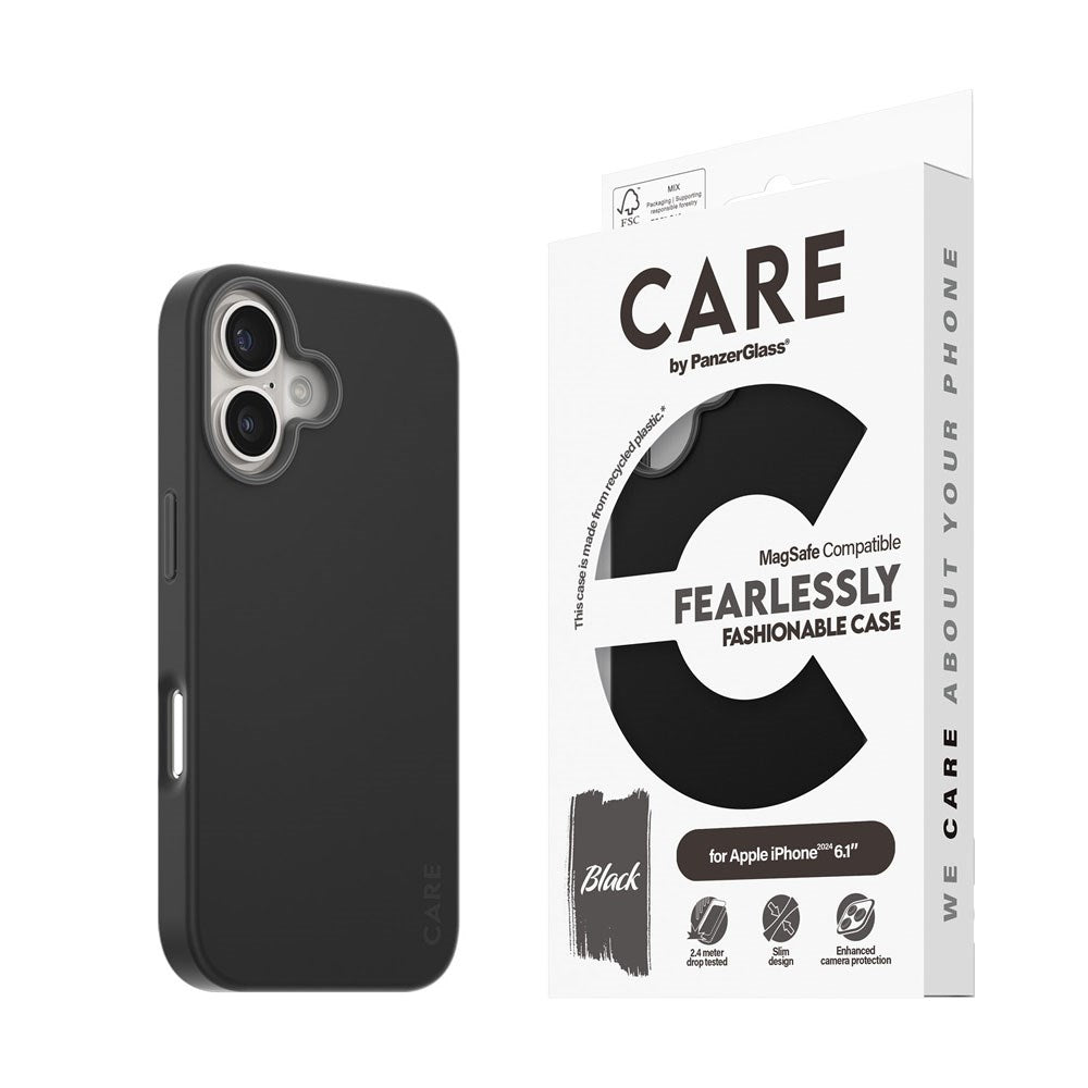 CARE by PanzerGlass iPhone 16 FASHION Fearlessly Fashionable Case - MagSafe Kompatibel - Black