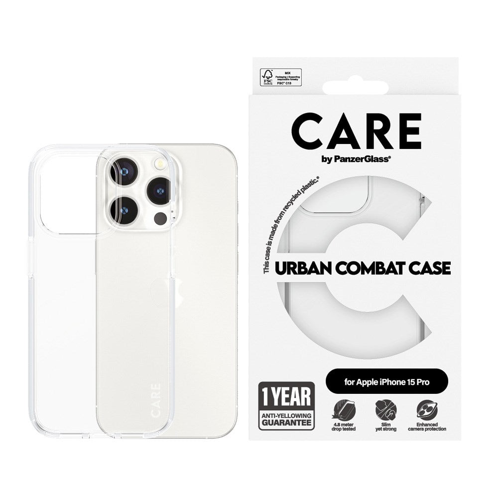 CARE by PanzerGlass iPhone 15 Pro FLAGSHIP Urban Combat Case - Transparent