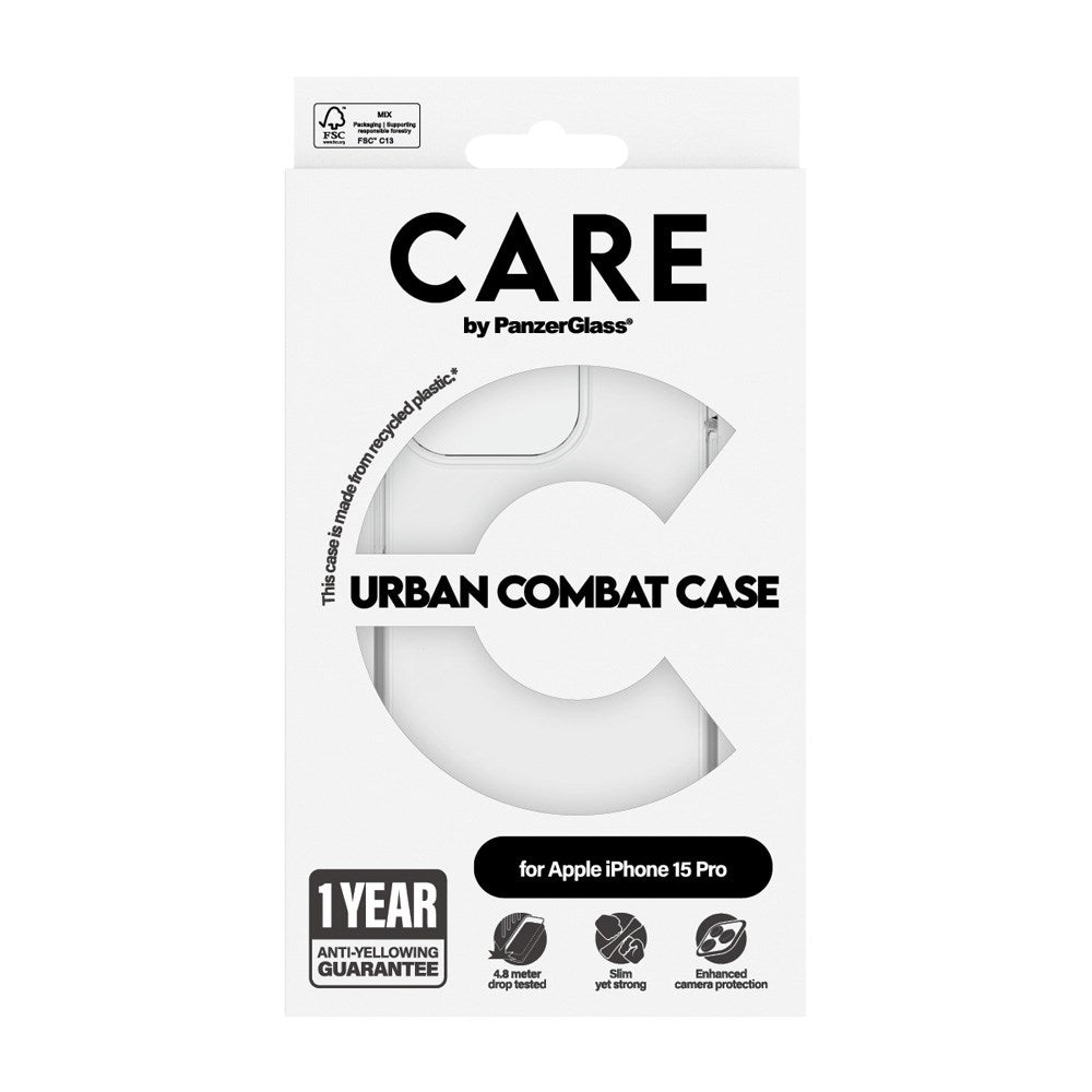 CARE by PanzerGlass iPhone 15 Pro FLAGSHIP Urban Combat Case - Transparent