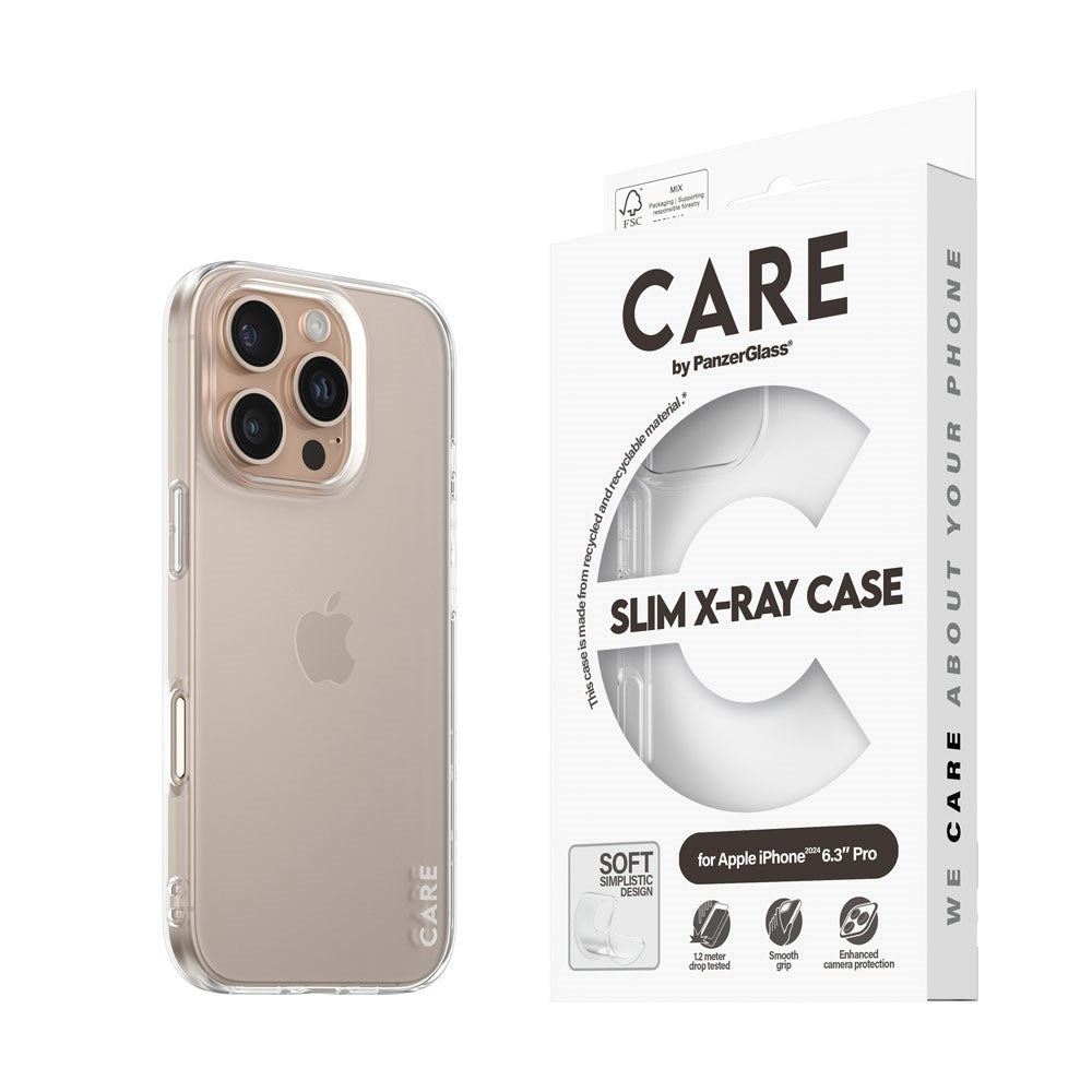 CARE by PanzerGlass iPhone 16 Pro FASHION X-Ray Soft Basic Case - Transparent